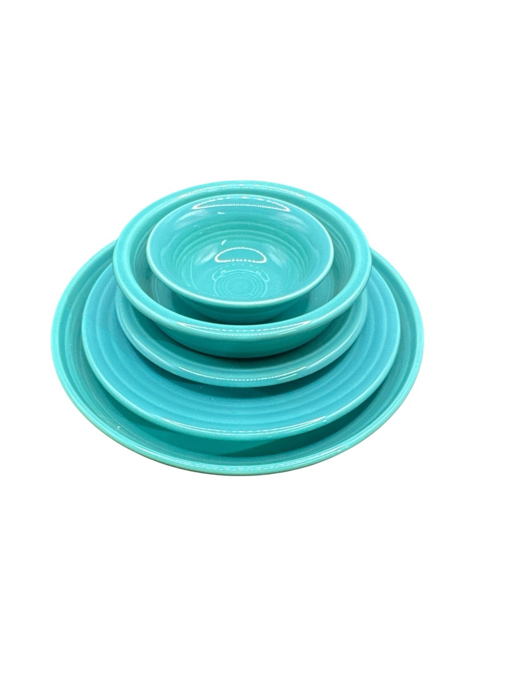 Vintage Fiesta Turquoise Five Piece Place Set Fiesta Plates Bowls Sitting Set 5